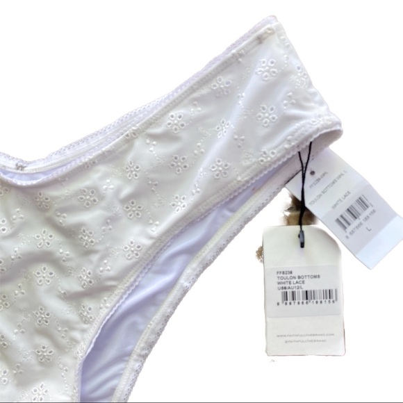 FAITHFULL THE BRAND Toulon Bikini Bottoms white lace nwt large - Picture 4 of 5